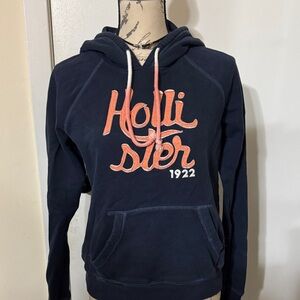Hollister Dark Blue Hoodie with Orange Accents